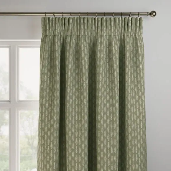 Made to Measure Curtains with Leaf Pattern - Moss
