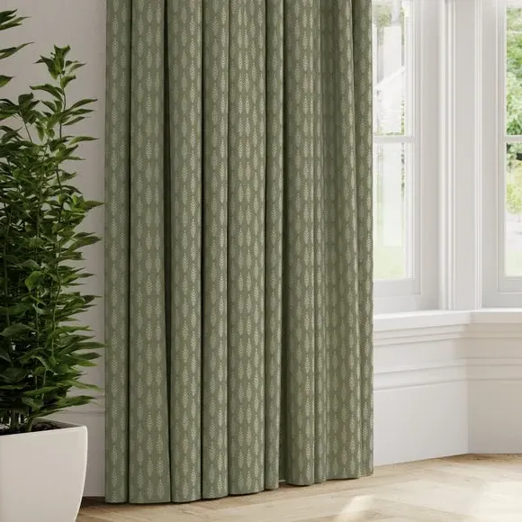 Made to Measure Curtains with Leaf Pattern - Moss