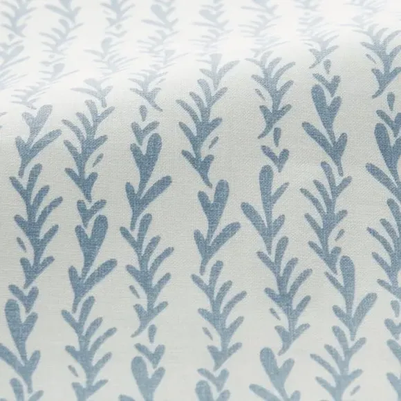 Made to Measure Curtains with Leaf Print - Blue, Cotton