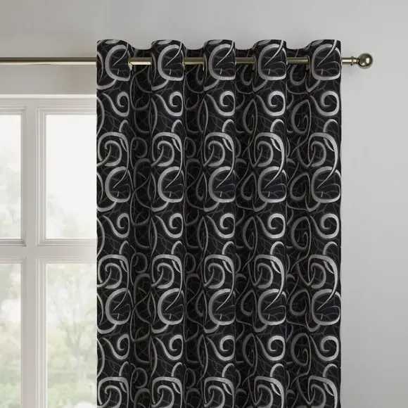 Made to Measure Curtains with Pattern - Black