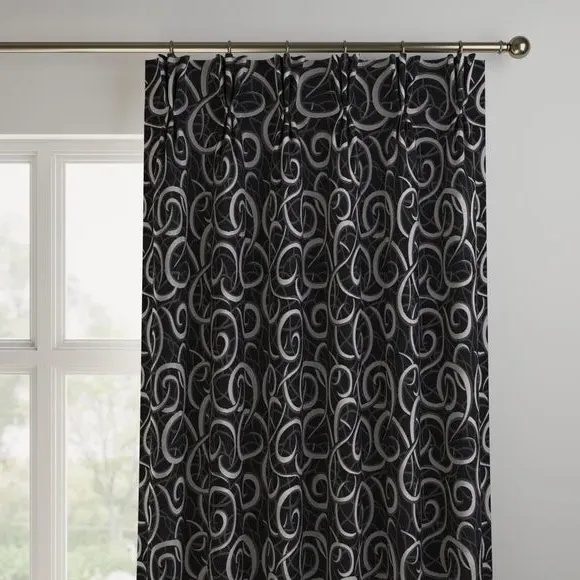 Made to Measure Curtains with Pattern - Black