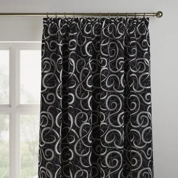 Made to Measure Curtains with Pattern - Black
