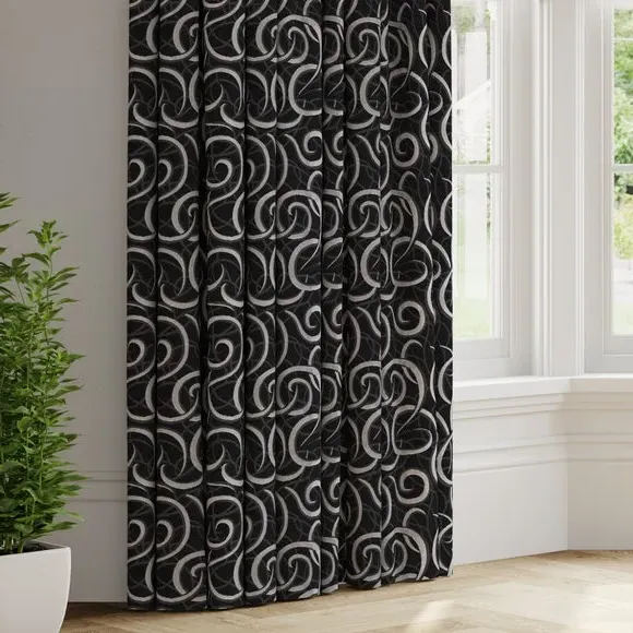 Made to Measure Curtains with Pattern - Black