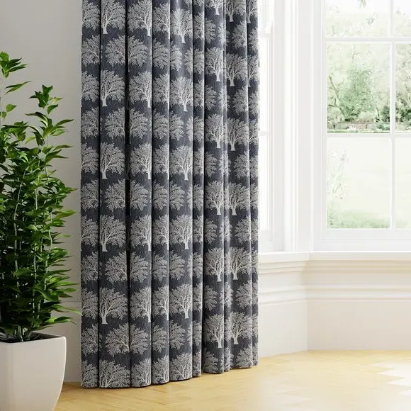 Made to Measure Curtains with Tree Motif - Indigo image