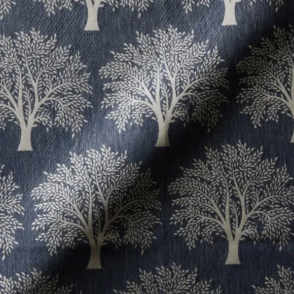 Made to Measure Curtains with Tree Motif - Indigo