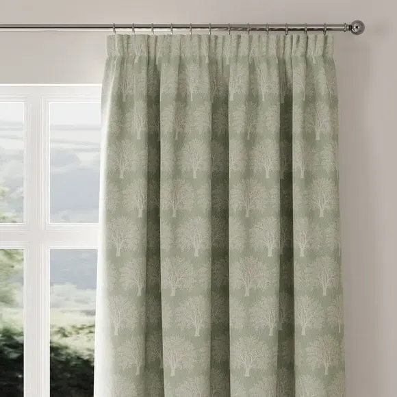 Made to Measure Curtains with Tree Motif - Seafoam