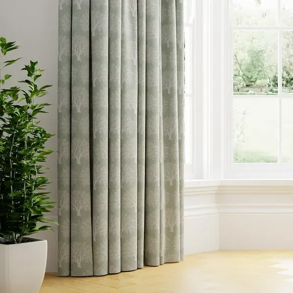 Made to Measure Curtains with Tree Motif - Seafoam