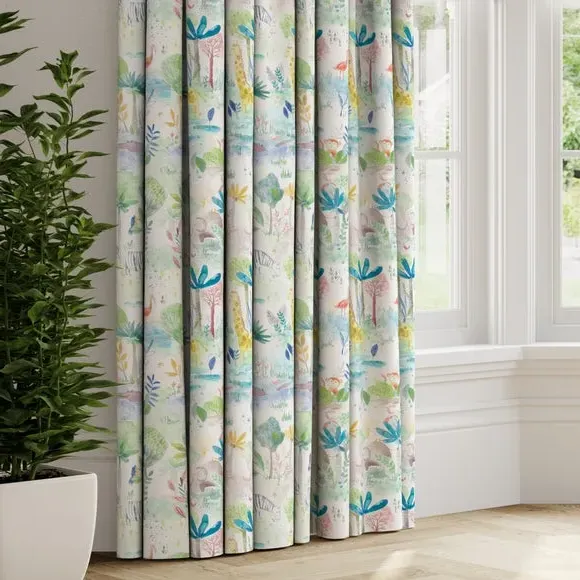 Made to Measure Curtains Zoo Print - Multi, Cotton image