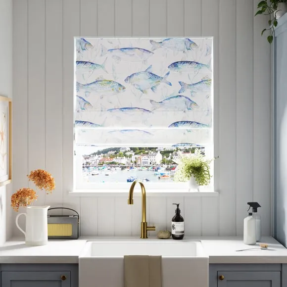 Made to Measure Roman Blind - Cobalt, Cotton