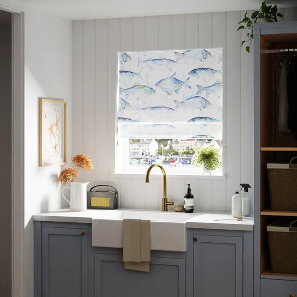 Made to Measure Roman Blind - Cobalt, Cotton