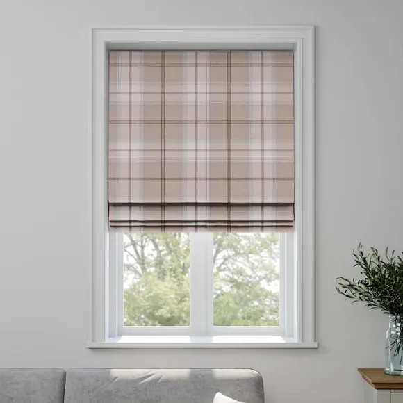 Made to Measure Roman Blind - Highland Check Blush