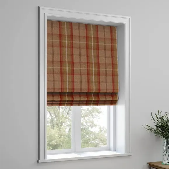 Made to Measure Roman Blind - Highland Check Rust