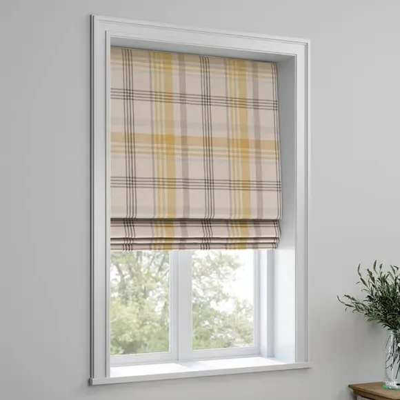 Made to Measure Roman Blind - Ochre Check