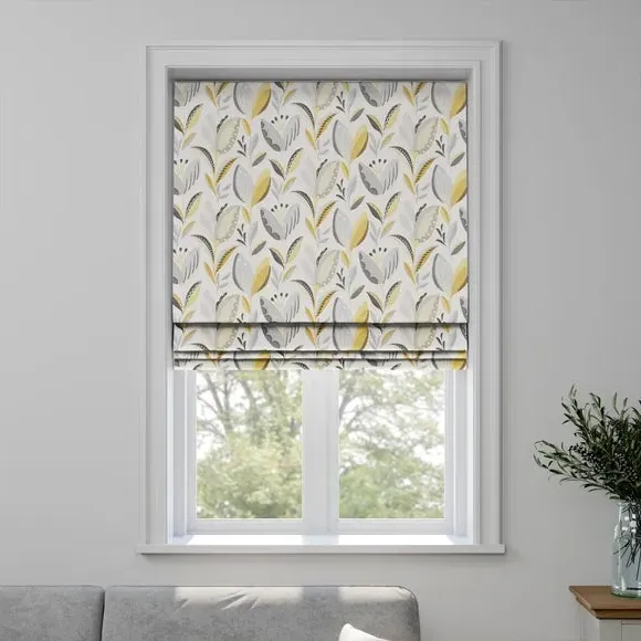 Made to Measure Roman Blind - Ochre, Floral