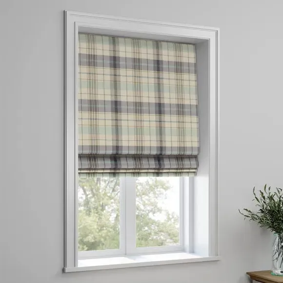Made to Measure Roman Blind - Seafoam Check