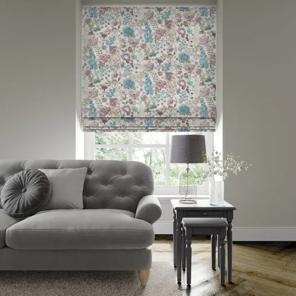 Made to Measure Roman Blind - Teal, Floral image