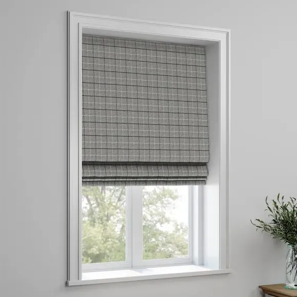 Made to Measure Roman Blinds - Grey, Check