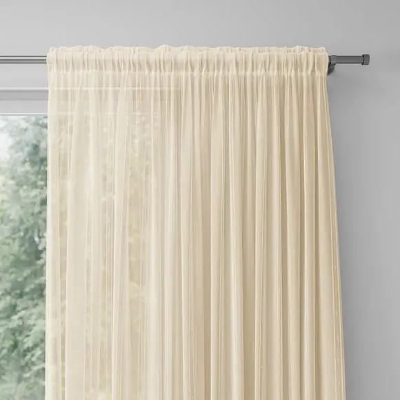 Made to Measure Voile Curtains - Cream, Polyester
