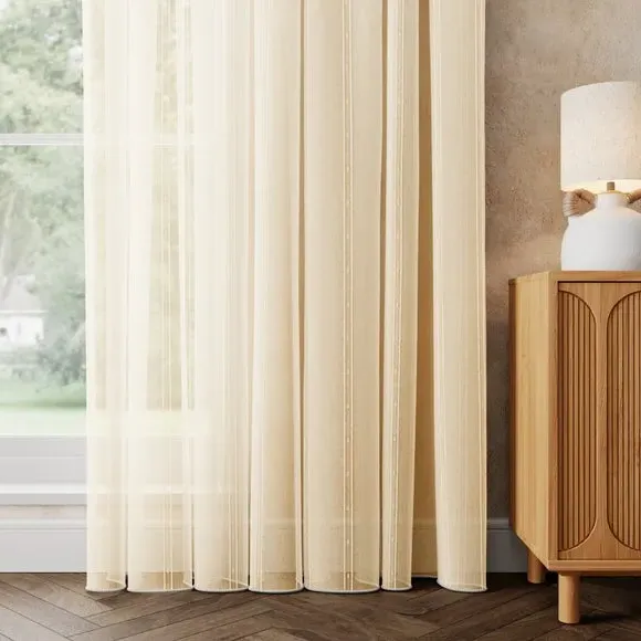 Made to Measure Voile Curtains - Cream, Polyester image