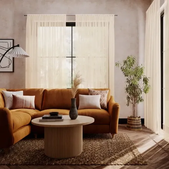 Made to Measure Voile Curtains - Cream, Polyester