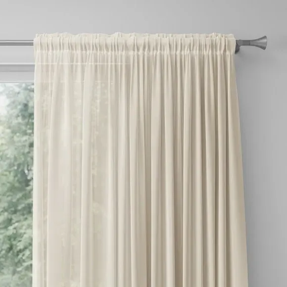 Made to Measure Voile Curtains - Cream, Polyester