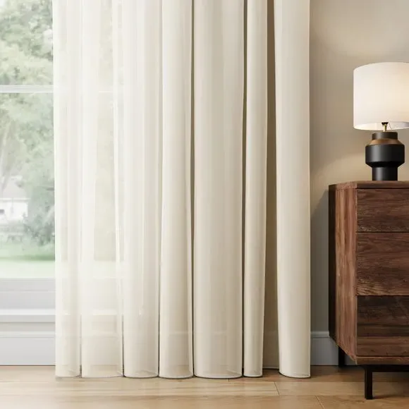 Made to Measure Voile Curtains - Cream, Polyester image