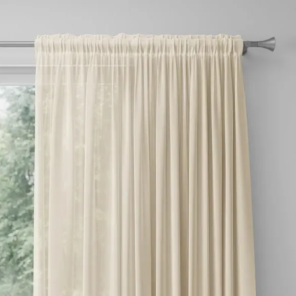 Made to Measure Voile Curtains - Cream, Polyester