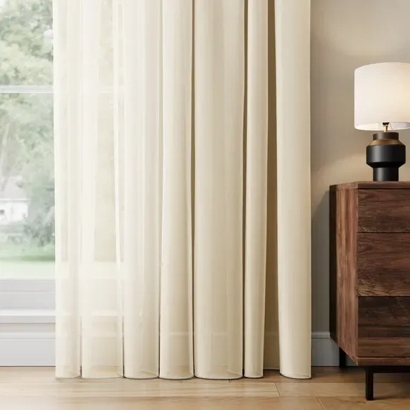 Made to Measure Voile Curtains - Cream, Polyester image