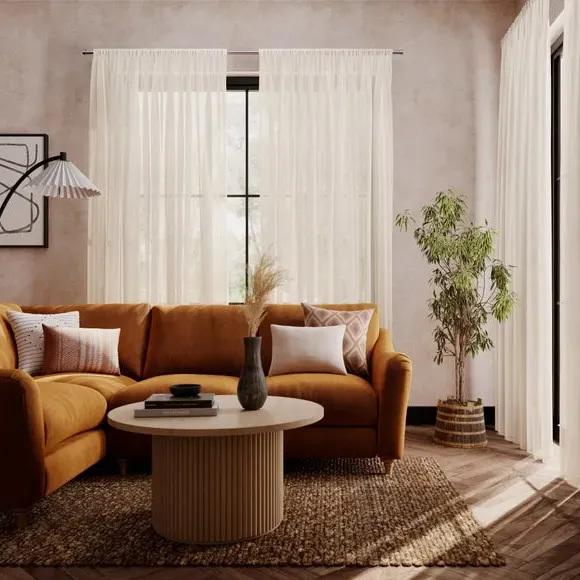 Made to Measure Voile Curtains - Natural, Polyester