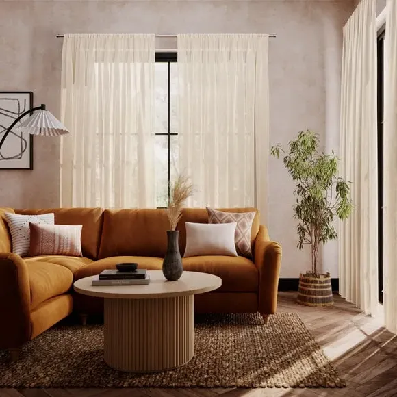 Made to Measure Voile Curtains - Natural, Polyester