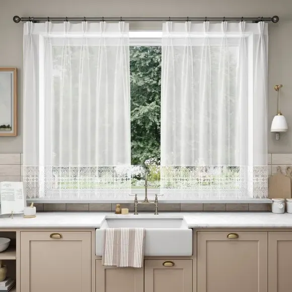 Made to Measure Voile Curtains - White, Polyester