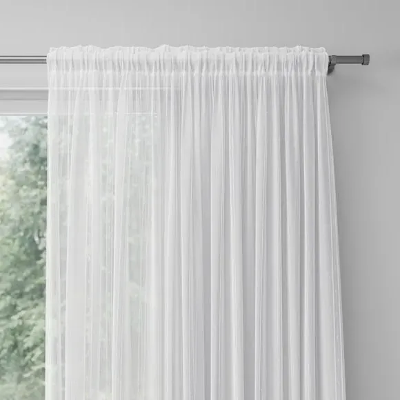 Made to Measure Voile Curtains - White, Polyester