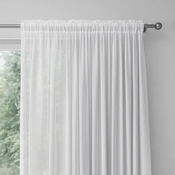 Made to Measure Voile Curtains - White, Polyester