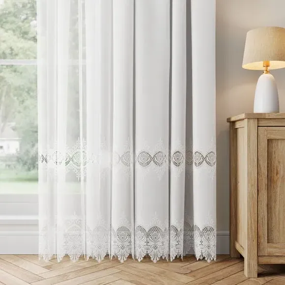 Made to Measure Voile Curtains - White, Polyester