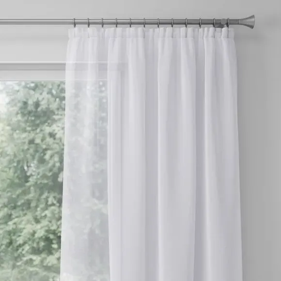 Made to Measure Voile Curtains - White, Polyester