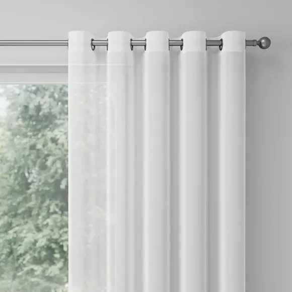 Made to Measure Voile Curtains - White, Polyester