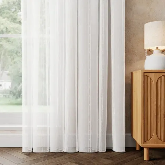 Made to Measure Voile Curtains - White, Polyester