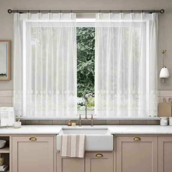 Made to Measure Voile Curtains - White, Polyester