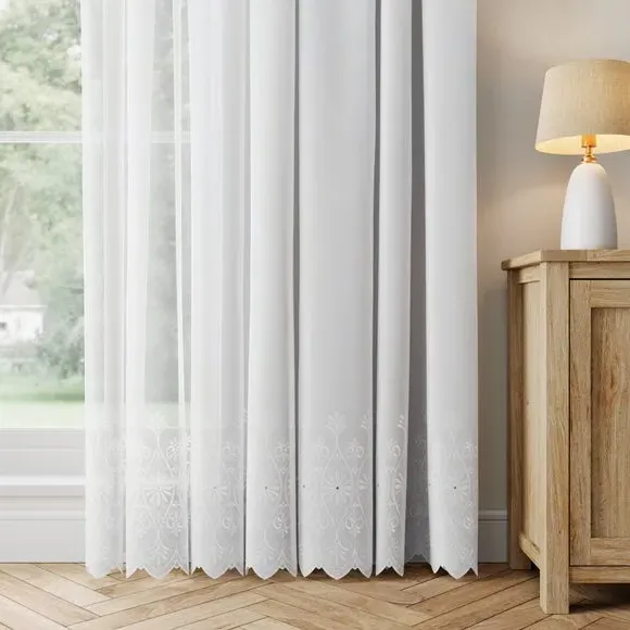 Made to Measure Voile Curtains - White, Polyester