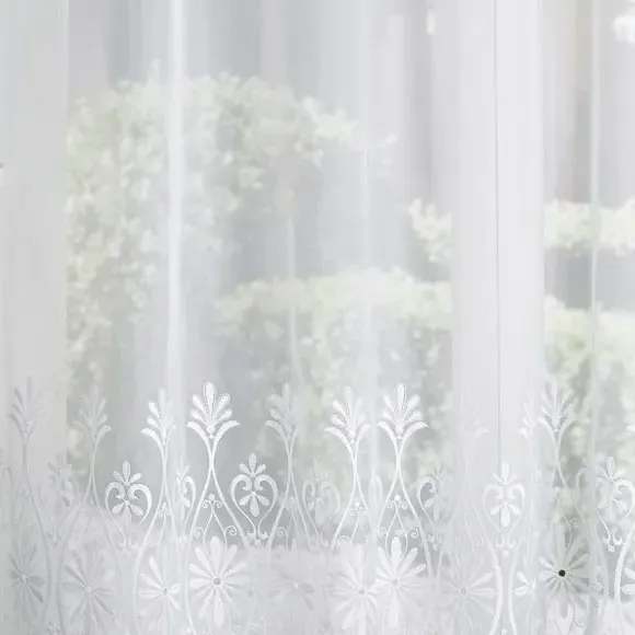 Made to Measure Voile Curtains - White, Polyester