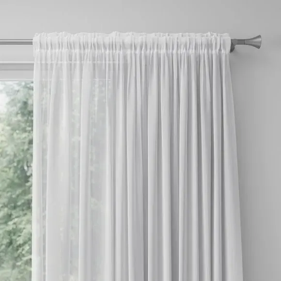 Made to Measure Voile Curtains - White, Polyester