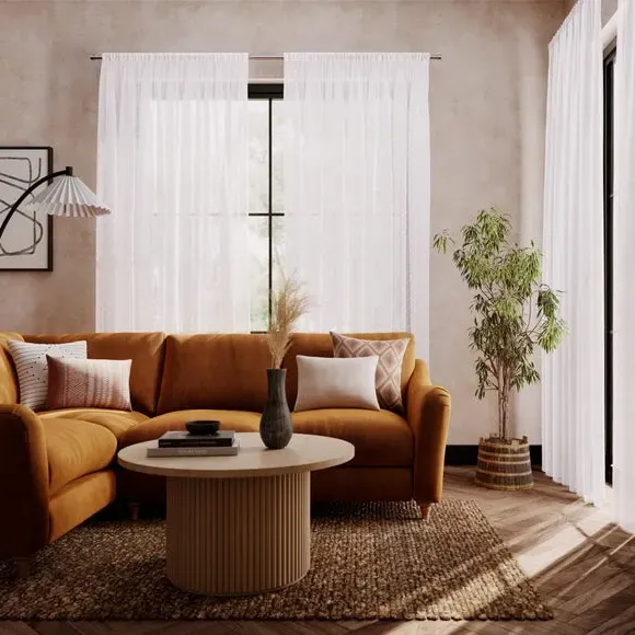 Made to Measure Voile Curtains - White, Polyester
