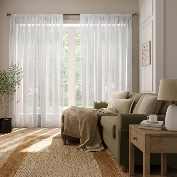 Made to Measure Voile Curtains - White, Voile