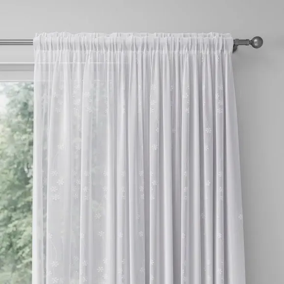 Made to Measure Voile Curtains - White, Voile