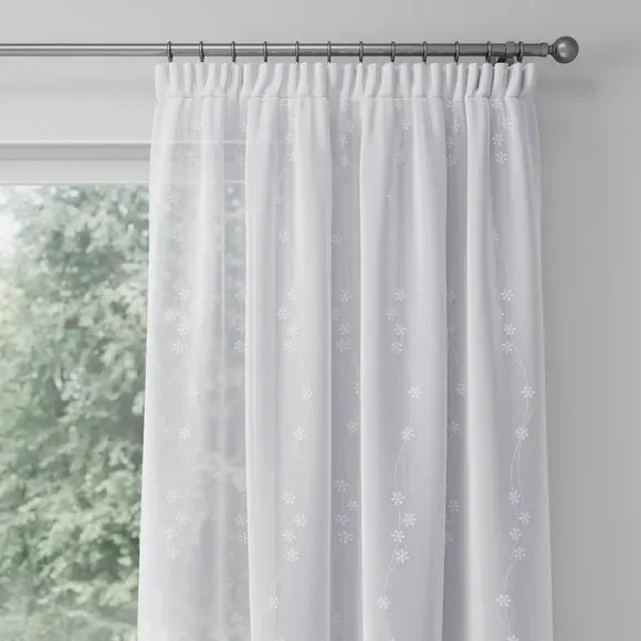 Made to Measure Voile Curtains - White, Voile