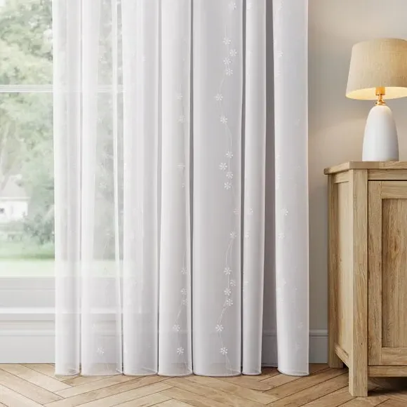 Made to Measure Voile Curtains - White, Voile