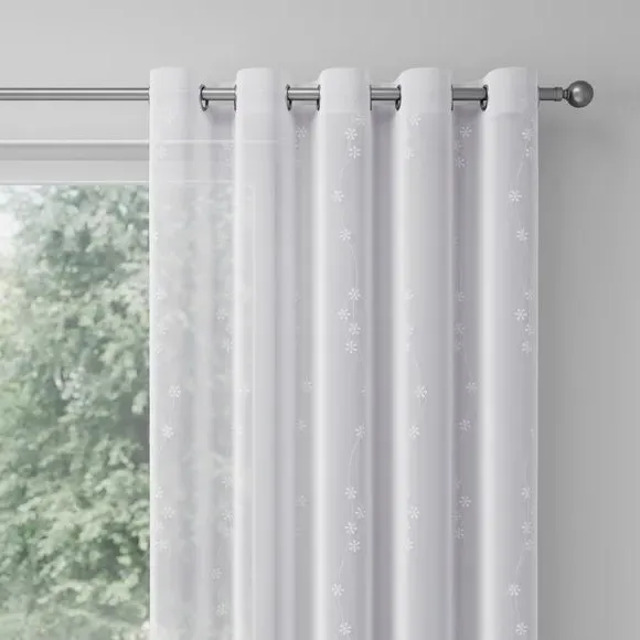 Made to Measure Voile Curtains - White, Voile