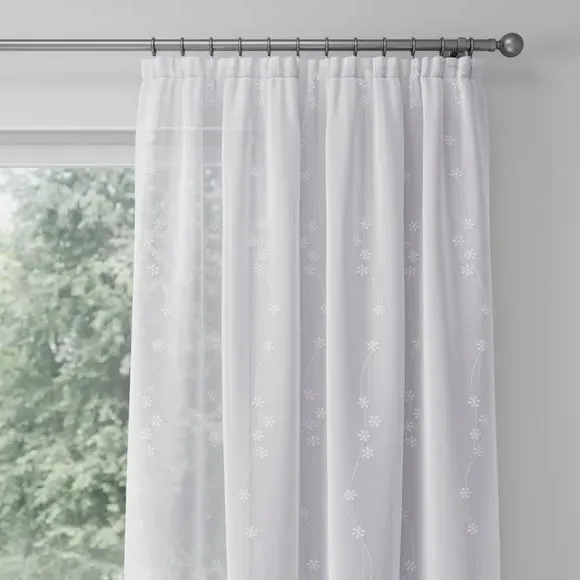 Made to Measure Voile Curtains - White, Voile