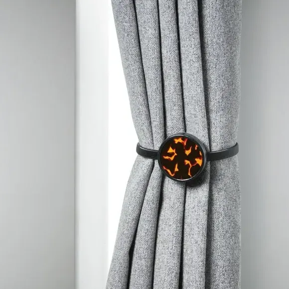 Magnetic Curtain Tieback - Black, Metal image