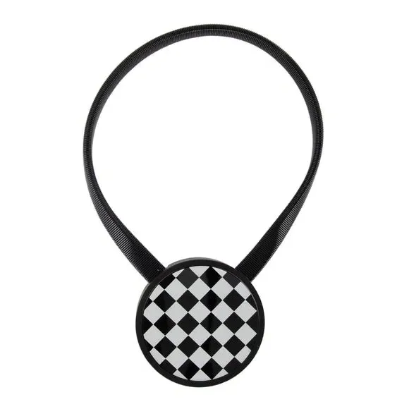 Magnetic Curtain Tieback - Black/White Checkerboard